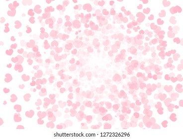 Heart scatter explosion, shape texture, confetti decoration, Valentine romantic pink, abstract background vector illustration