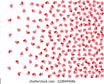 Heart scatter flying on white background. Engagement event vector backdrop. Red rose folded paper cut hearts. Romantic mood symbols. Holiday decor elements vector design.