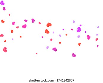 Heart scatter flying on white background. Social media like vector symbols. Modern wedding invitation card background. Party decor hearts flying beautiful banner backdrop.