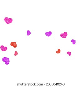 Heart scatter flying on white background. Social media like vector symbols. Romantic mood symbols. Party decor hearts flying beautiful banner backdrop.
