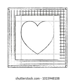 heart in screen workspace graphic design in black blurred contour