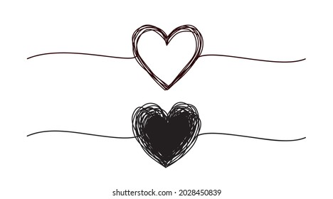 Banner de garabatos del corazón aislado en fondo blanco