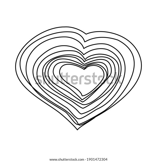 Heart Scribble drawing One line naive sign minimalism.\
Continuous line of Love. Single hand drawn romantic.   Symbol\
simplicity Doodle abstract design Black on white.  Vector\
illustration. 