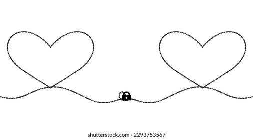 Heart scribble drawing wih white background . Continuous one line, hand drawn sketch vector illustration. Minimalism design for banner, background, and poster. Romantic and love symbols.