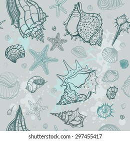 Heart of Sea shells. Hand drawn vector illustration