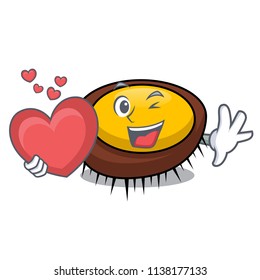 With heart sea urchin mascot cartoon