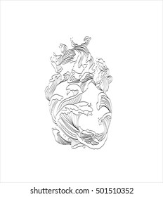 Heart of the sea waves, raging Love. Love the ocean, sea water.