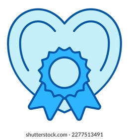Heart and seal with ribbons - icon, illustration on white background, color style