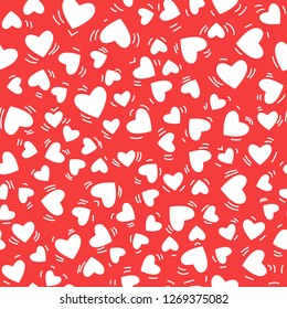 Heart seamess pattern texture red and white background. Vector design surface Valentines day