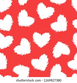 Heart seamess pattern texture red and white background. Vector design surface Valentines day