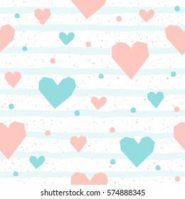 Heart seamless background. Abstract childish heart pattern for design t-shirt, wedding card, bridal  invitation, valentine's day poster, brochures, textile fabric, garment, album, scrapbook etc. 