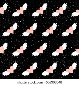 Heart seamless background. Abstract childish heart pattern for design t-shirt, wedding card, bridal  invitation, valentine's day poster, brochures, album, textile fabric, garment, scrapbook etc. 
