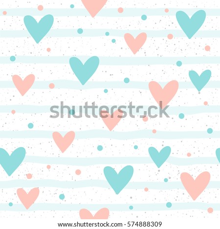 Heart seamless background. Abstract childish heart pattern for design t-shirt, wedding card, bridal  invitation, valentine's day poster, brochures, album, textile fabric, garment, scrapbook etc. 
