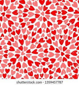 Heart, seamless background. Love, romance concept. Hand drawn decorative pattern vector illustration
