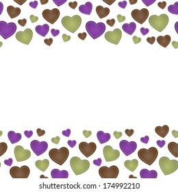 The heart seamless border made out of various color hearts / The heart seamless border / The love abstract background