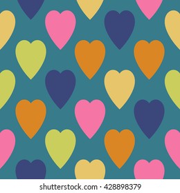 Heart seamless happy pattern. Cute color vector cartoon design.