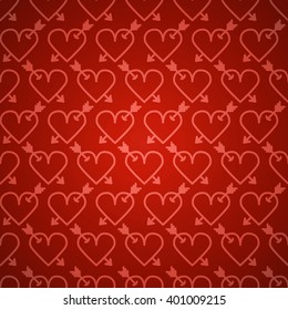 Heart seamless pattern. Heart with arrow pattern. Valentines Day background.