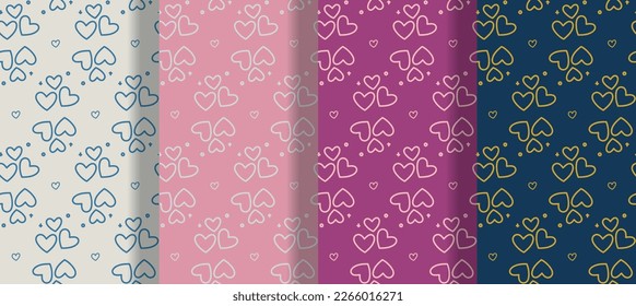 Heart seamless pattern background. Vector illustration for holiday design. Abstract romantic photo frame. Stylish decorative bright label set. Fashion valentine day ornament.