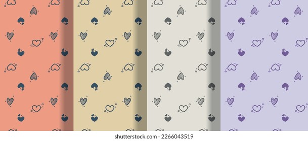 Heart seamless pattern background. Vector illustration for holiday design. Abstract romantic photo frame. Stylish decorative bright label set. Fashion valentine day ornament.