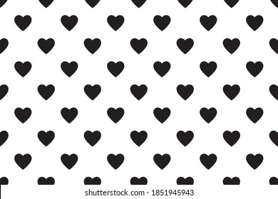 Heart seamless pattern, Black endless heart pattern on white background, vector illustration. Valentine's Day Pattern. Anniversary, Birthday. Love. Sweet Moment. Wedding.