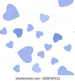 Heart seamless pattern. Blue children's drawing from hearts. For kids prints, textiles, bed linen. Modern, trendy geometric Valentine's Day pattern. Romantic, casual for the holiday. Vector