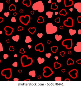 Heart seamless pattern. Colorful hearts. Packaging design for gift wrap. Abstract geometric modern background. Vector illustration. Art deco style. Heart seamless pattern