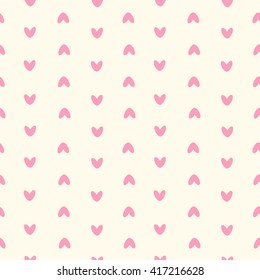 Heart seamless pattern. Cute babies pattern with pink hearts on a white background. Babies fashion. Vector illustration, eps 10