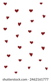 Heart Seamless Pattern, Cute hearts seamless pattern, Red heart on white background, coquette background with love, Red hearts on white background seamless pattern, Endless texture for wrapping paper.