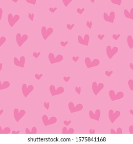 Heart seamless pattern. Cute pattern with pink hearts. Babies fashion. Vector illustration.Hand drawn.