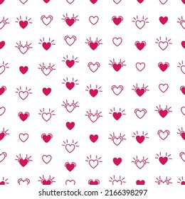 Herznahtloses Muster. Geräumiges Muster mit rosafarbenen Herzen. Babies sind Mode. Vektorwaagerechte Illustration. Symbolherz