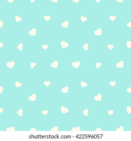 Heart seamless pattern. Cute white hearts on a blue background. Vector illustration, eps 10