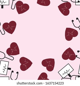 Heart seamless pattern design. Can use for print, template, icon, presentation, banner, poster, wallpaper