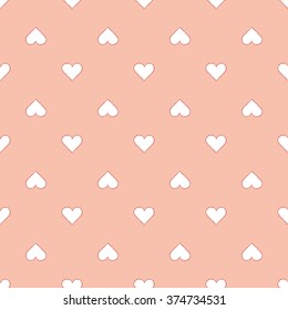 Heart seamless pattern. Design element for wedding greeting card, valentines day invitation, honeymoon postcard. Vintage style, hand drawn pen and ink