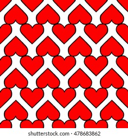 Heart seamless pattern. Design element for wedding greeting card, valentines day invitation, honeymoon postcard. Vintage style, hand drawn pen and ink