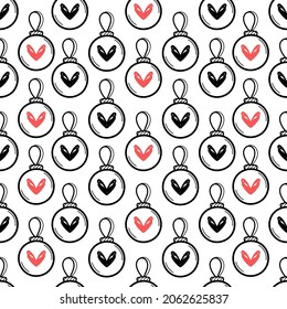 heart seamless pattern in doodle style