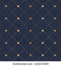 Heart seamless pattern. Elegant gold little hearts. Repeating small patern for design prints. Symbol love for gift wrapper. Repeated golden printed. Abstract repeat heart printing. Vector illustration