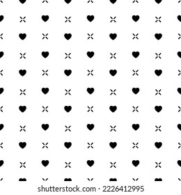 Heart seamless pattern. Elegant little hearts. Repeated small patern for design prints. Cute symbol love for girl or woman. Repeating monocrome printed. Abstract heart printing. Vector illustration 