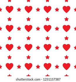 Heart seamless pattern, endless texture. Red hearts on white background, vector illustration. Valentine's Day Pattern. Anniversary, Birthday. Love. Sweet Moment. Wedding.