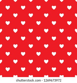 Heart seamless pattern, endless texture. White hearts on red background, vector illustration. Valentine's Day Pattern. Anniversary, Birthday. Love. Sweet Moment. Wedding.