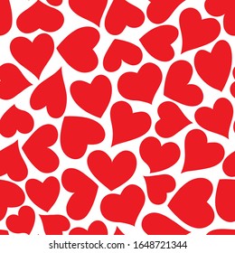 Heart seamless pattern, endless texture. Red hearts on white background, vector illustration. Valentine's Day Pattern. Anniversary, Birthday. Love. Sweet Moment. Wedding.