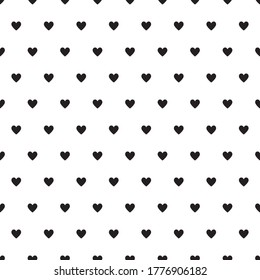 Heart seamless pattern, endless texture. Black hearts on white background, vector illustration. Valentine's Day Pattern. Anniversary, Birthday. Love. Sweet Moment. Wedding.