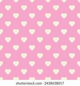 Heart seamless pattern, endless texture. Light yellow hearts on pink background, vector illustration. Valentine's Day Pattern. Anniversary, birthday design. Love, sweet moment, wedding design.