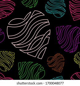 Corazón. Diseño de tela, papel envolvente, papel tapiz, fondo. Azul, rosa, verde, negro, vector.
