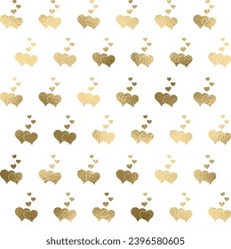 Patrón sin fisuras del corazón en oro, fondo transparente