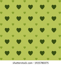 Heart Seamless Pattern In Green Colors