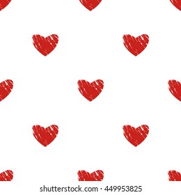 Heart seamless pattern. Grunge background.