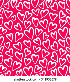 Heart seamless pattern, hand drawn wedding background, love motif, vector