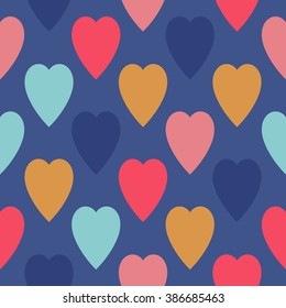 Heart seamless pattern. Happy color vector cartoon design.