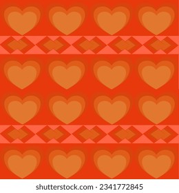 heart seamless pattern illustration. Cute romantic pink hearts background print. Valentine's day holiday backdrop texture, romantic wedding design.