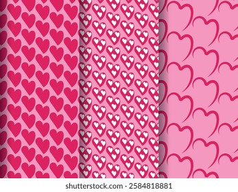  Heart seamless pattern illustration. Love heart pattern background with red heart lines. 